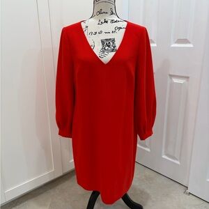 Trina Turk Vibrant Red Long Sleeve midi Dress